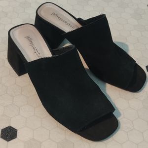 Black Leather Jeffery Campbell mules
